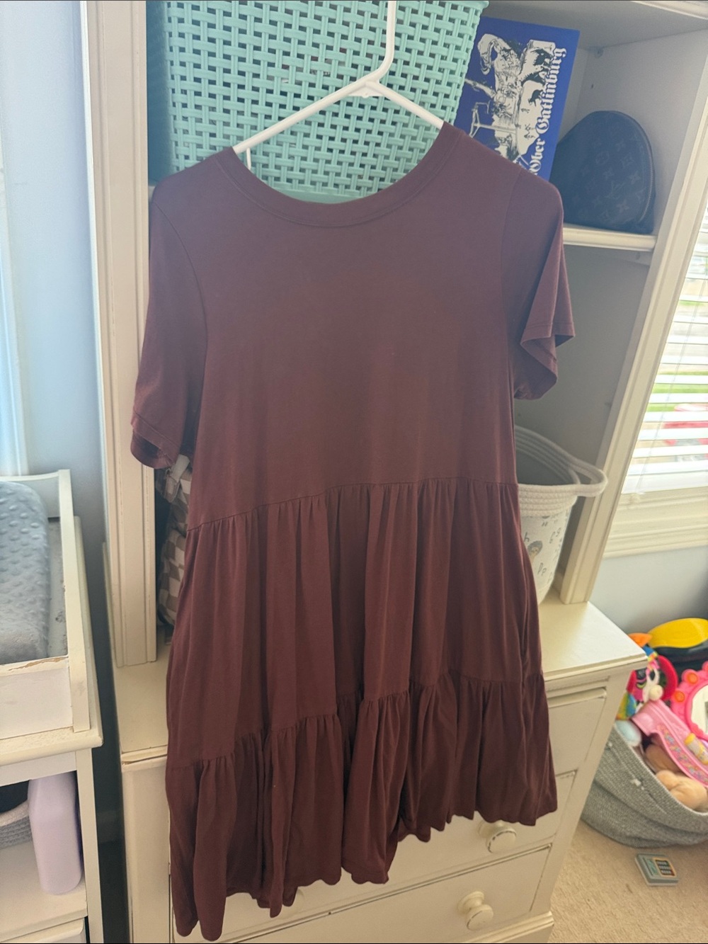 Old Navy Burgundy Tiered Midi Dress